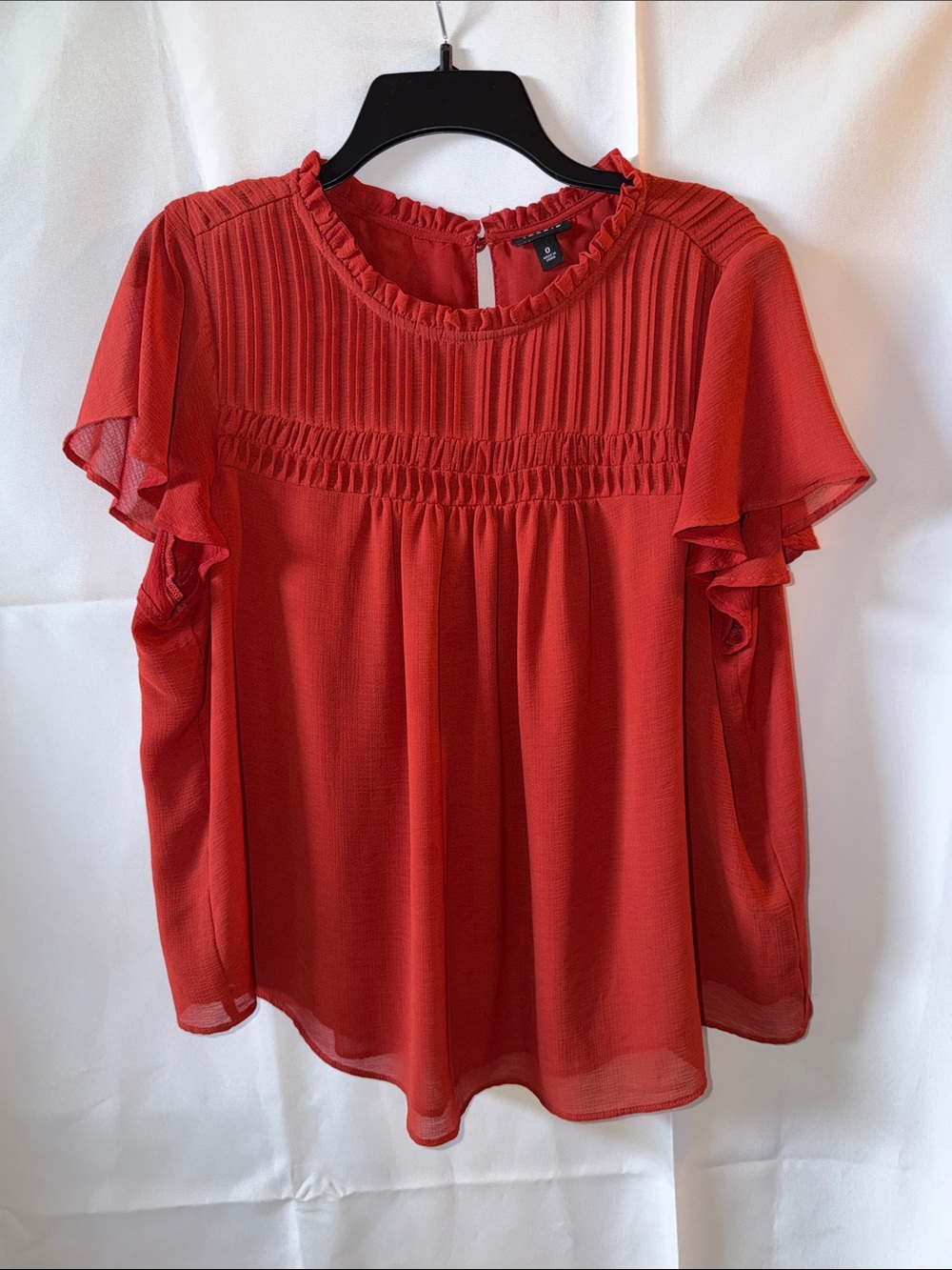 Women's Orange Ruffle Yoke Blouse